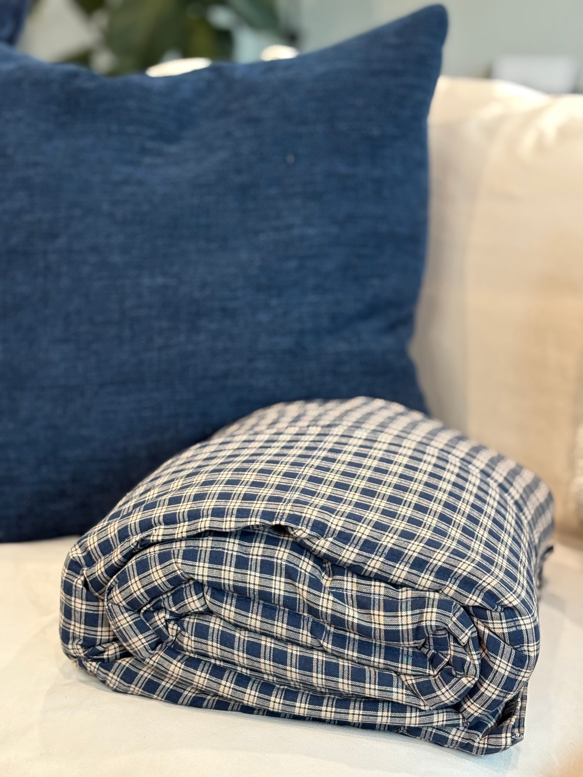 Sensible Blue Plaid Weighted Blanket