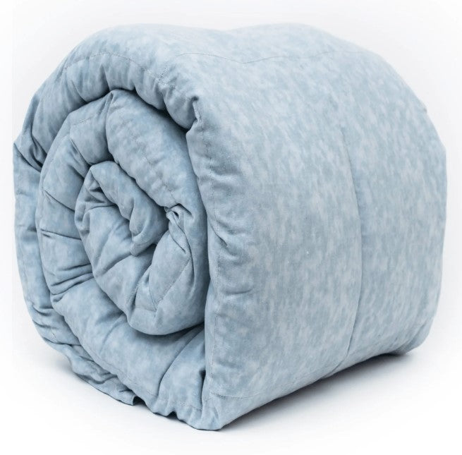 Beige twin-sized, 100% cotton weighted blanket