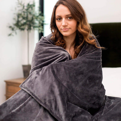 Charcoal Gray Plush Weighted Blanket Duvet Cover Made of Minky Fabric ...