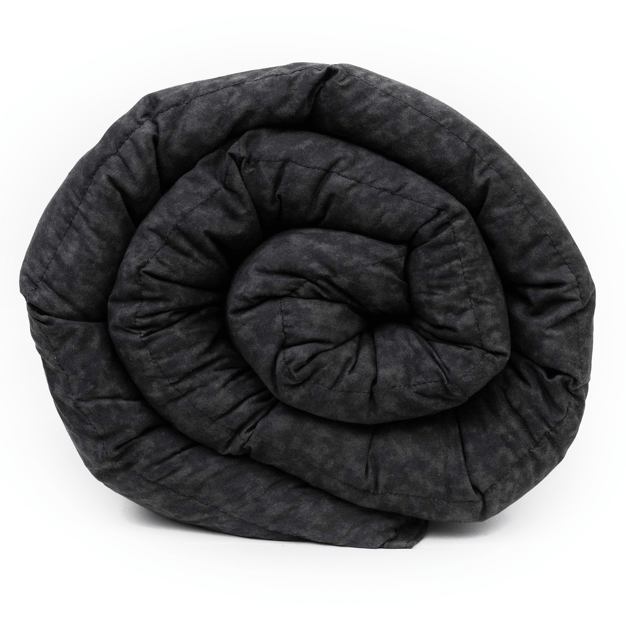 Twin Black Cotton Weighted Blanket Rolled Side View