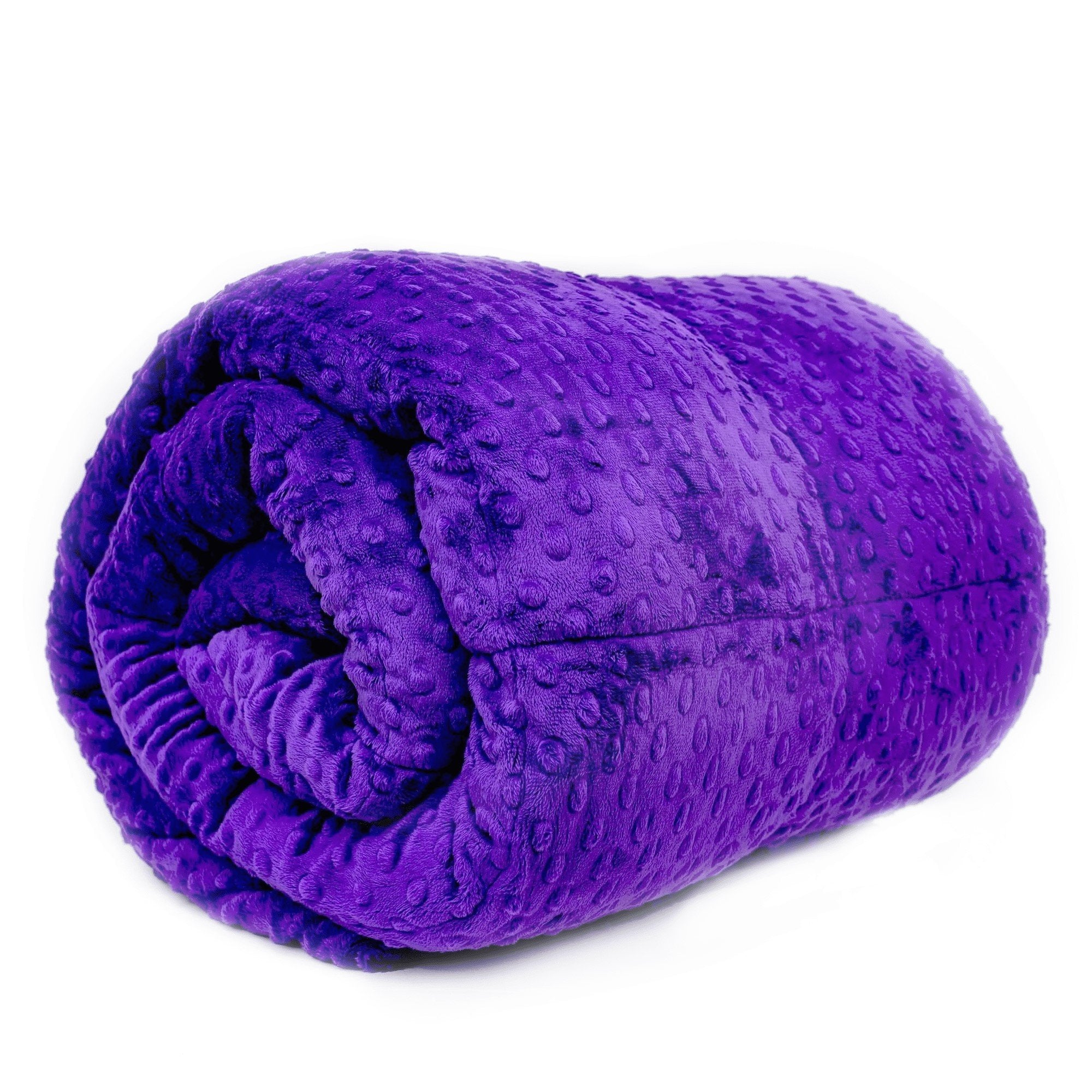 Purple Minky Weighted Blanket Rolled Side View