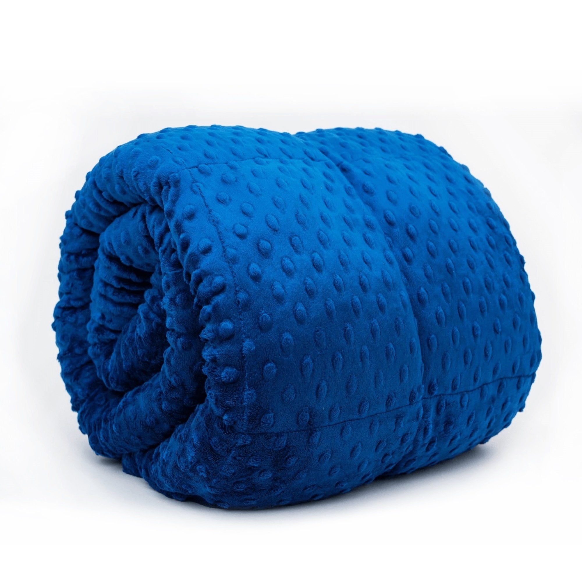 Woman sleeps under her Mosaic Weighted Blankets Royal Blue Minky Weighted Blanket in bed